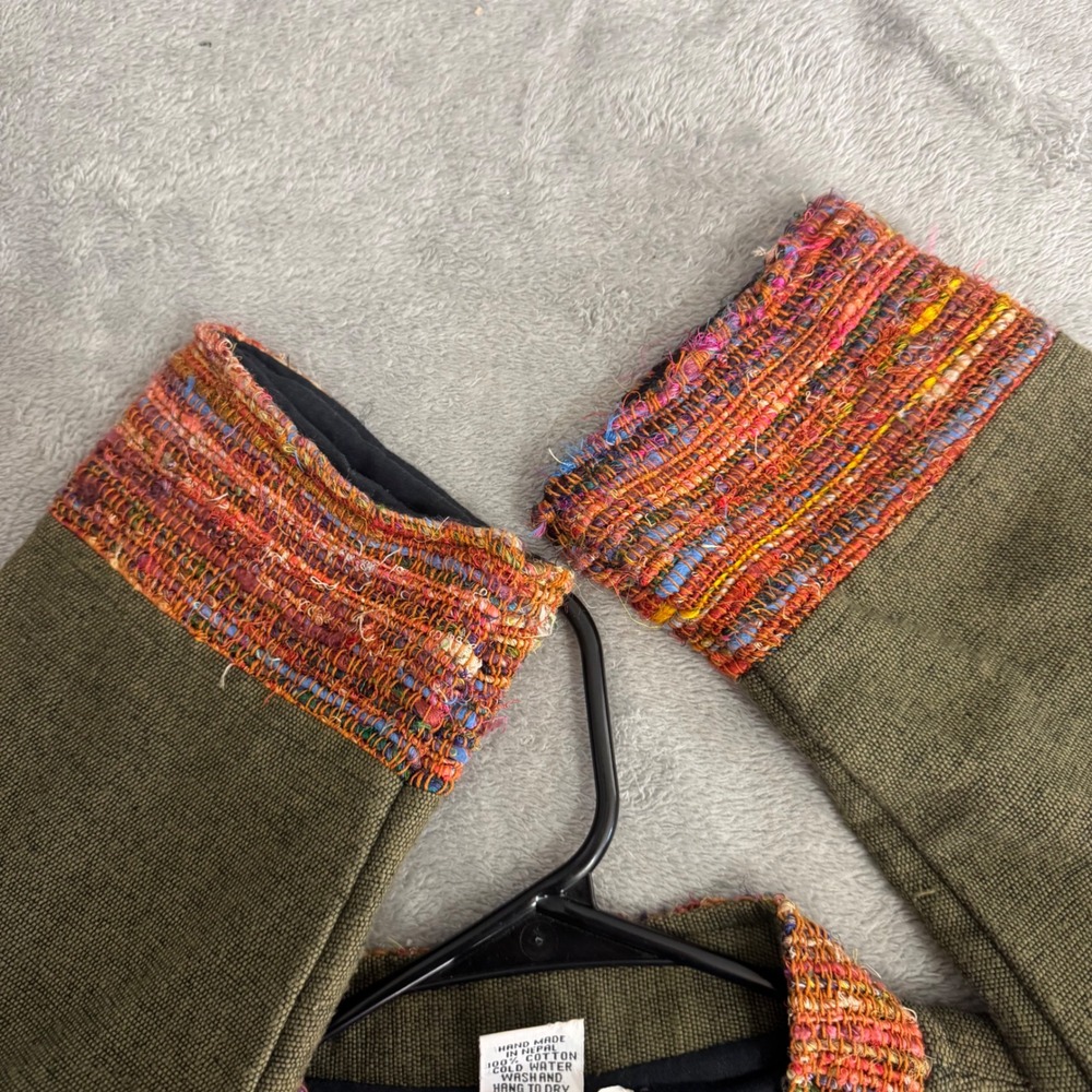 Ganesh Himal Jacket Womens XL Green Multi Woven Cotton Handmade Nepal Toggle‎ - Picture 11 of 16